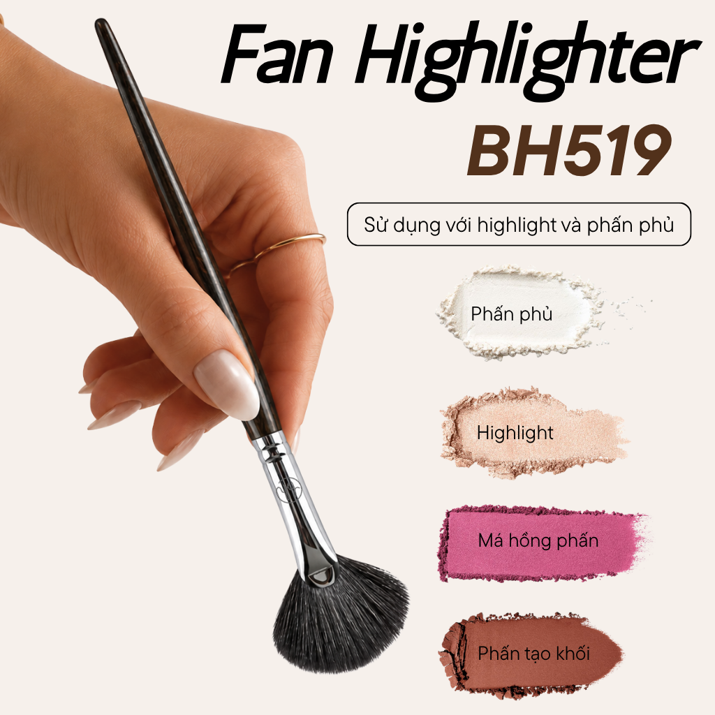 Cọ Quạt Highlight Và Má Hồng Lông Mềm BH Cosmetics Fan Highlighter Brush BH519